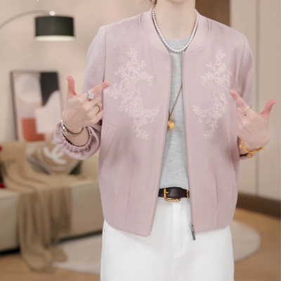 重工刺绣棒球服女新款高质感天丝