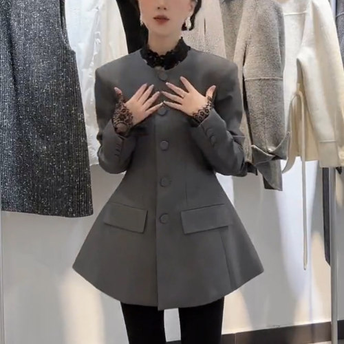 显瘦黑色收腰显瘦西装外套女潮