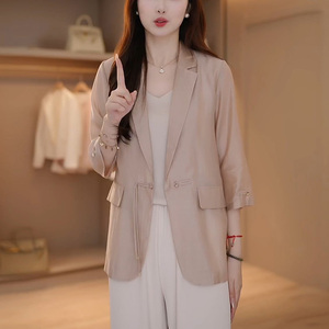 天丝新中式国风薄西装外套女