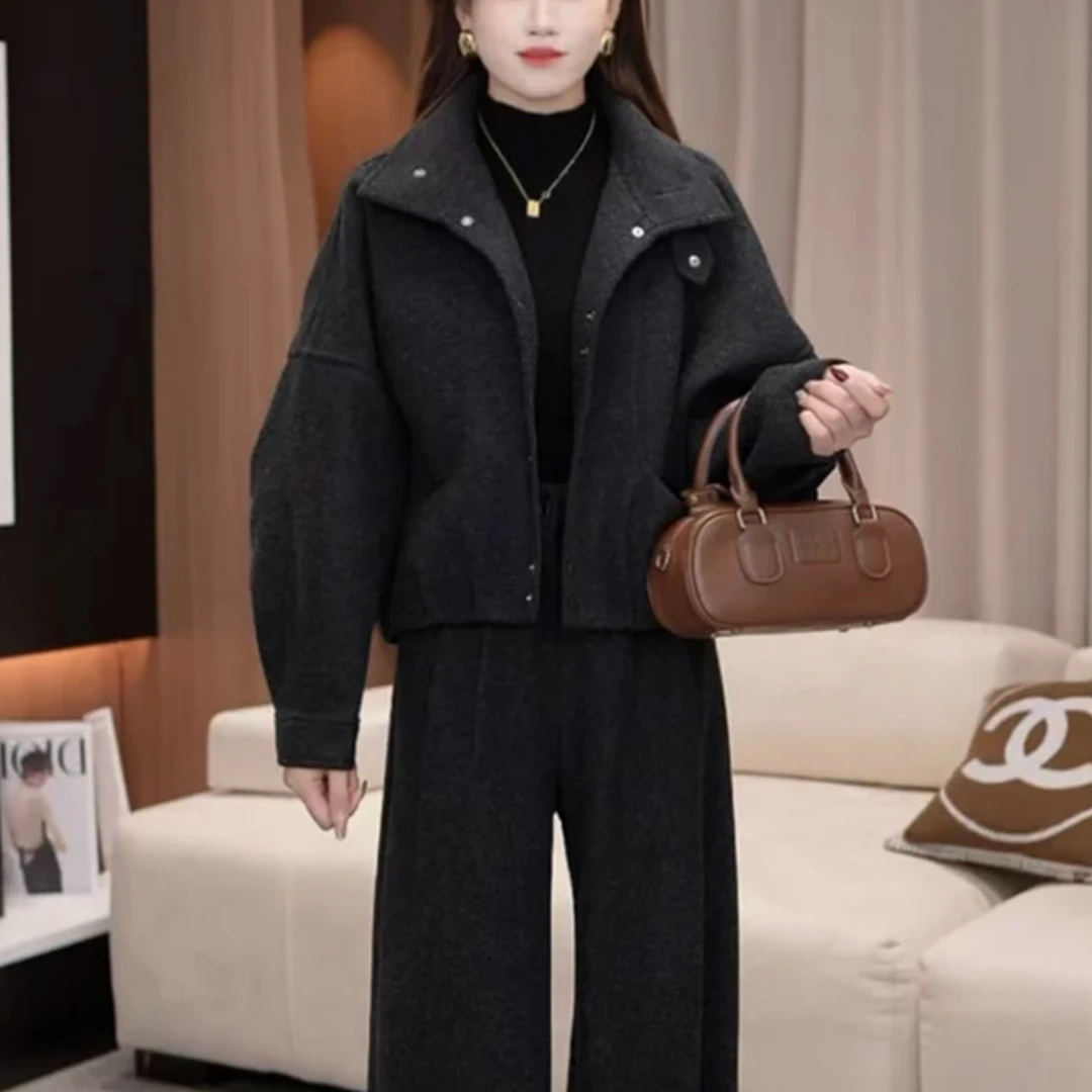 毛呢羽绒服外套女短款休闲时尚