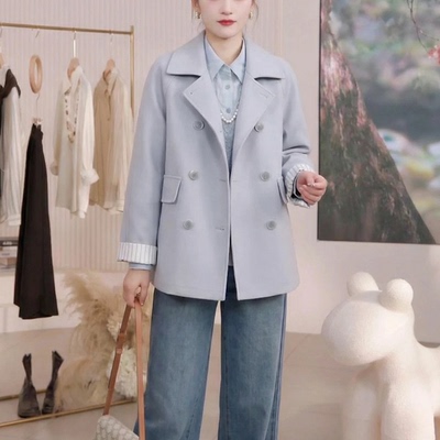 休闲百搭袖口翻边撞色风衣外套女