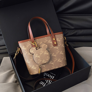 时尚 高级感轻奢小众包包女2025新款 百搭老花水桶包复古单肩斜挎包