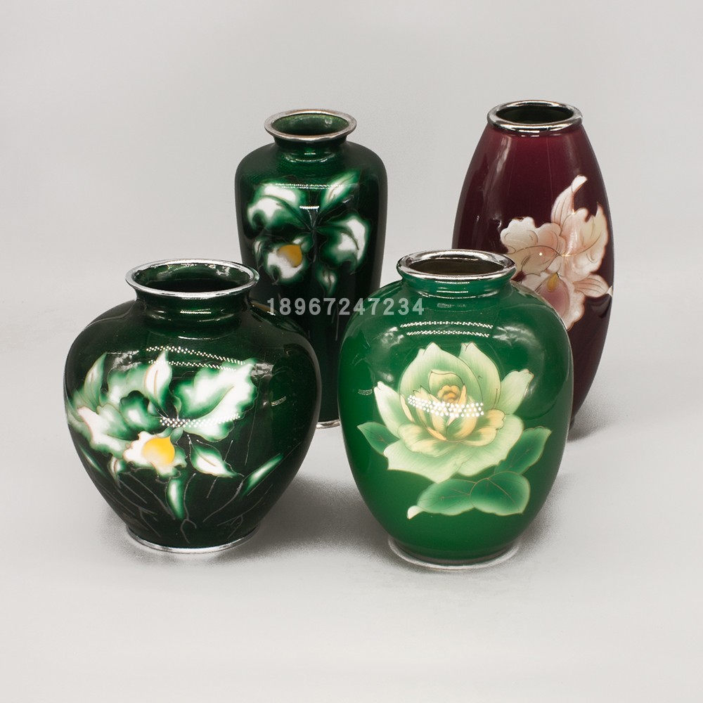 七宝烧花瓶复古日本花器台面花插赏瓶
