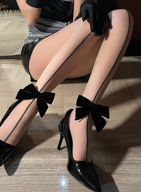 内衣丝绒蝴蝶结一线闭裆连裤袜WZ7252