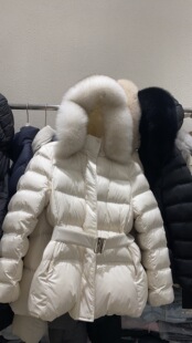 爆款 超大狐狸毛中长款羽绒服 修身收腰白鸭绒外套高品质保暖上衣