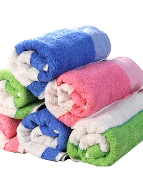 上海老牌钟牌414彩条小号中号大号吸水毛巾家用团购公司福利柔软