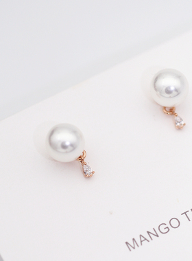 925银针饰品珍珠锆水滴小众软垫耳夹无耳洞夹耳环假耳钉简约耳饰
