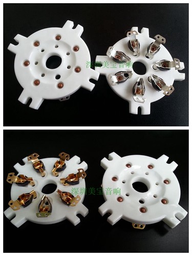 镀锡磷铜脚 铜镀金脚7脚平板管座 适用于6C33,FU29 FU19 FU32 FU30等电子管