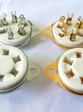 陶瓷镀金6脚电子管座GZC6-2-G 正面装用WE310A 58 10米12C,7米12C