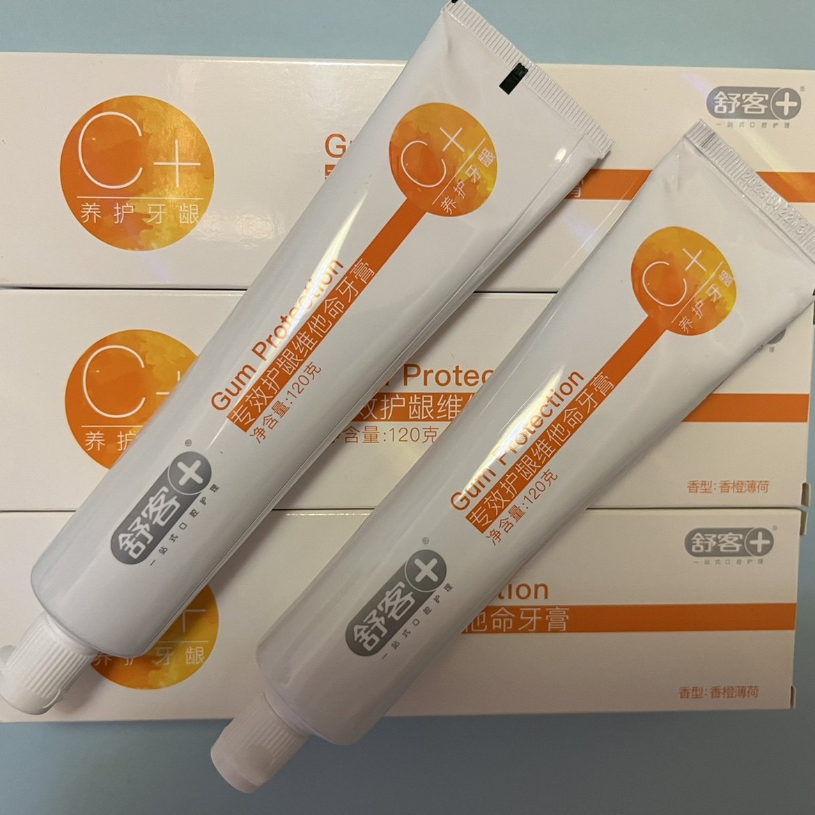 舒客维c养护牙膏水果味鲜橙家庭实惠装家用口气清新护龈舒克正品