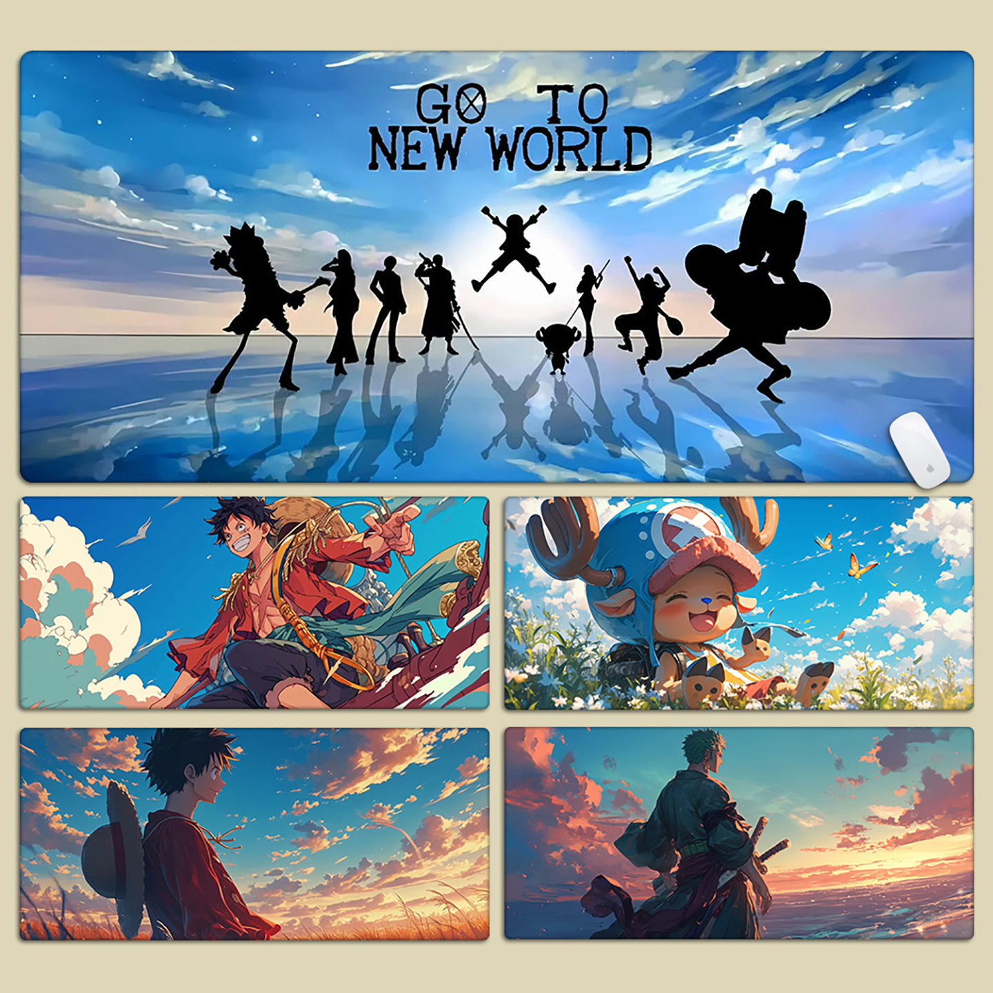 海贼王路飞索隆周边鼠标垫超大号动漫男生电竞电脑办公桌垫键盘垫