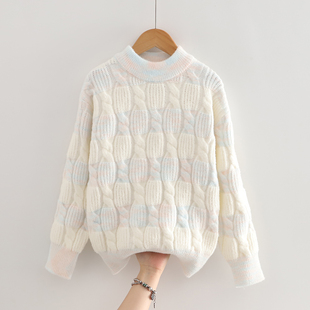 女童加厚毛衣加绒秋冬款2025新款儿童针织打底衫冬季毛线上衣大童