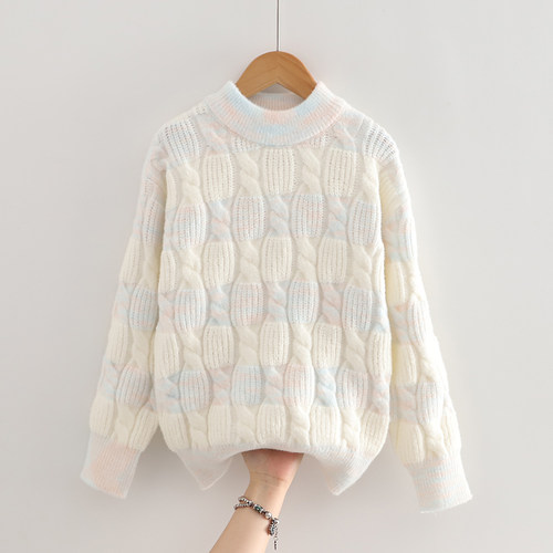 女童加厚毛衣加绒秋冬款2025新款儿童针织打底衫冬季毛线上衣大童