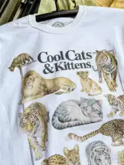 Recommended Items for Students! Cat-Themed Short-Sleeve Printed Crew Neck T-Shirt for Men, Suitable for Students and Commuting, Loose Fit