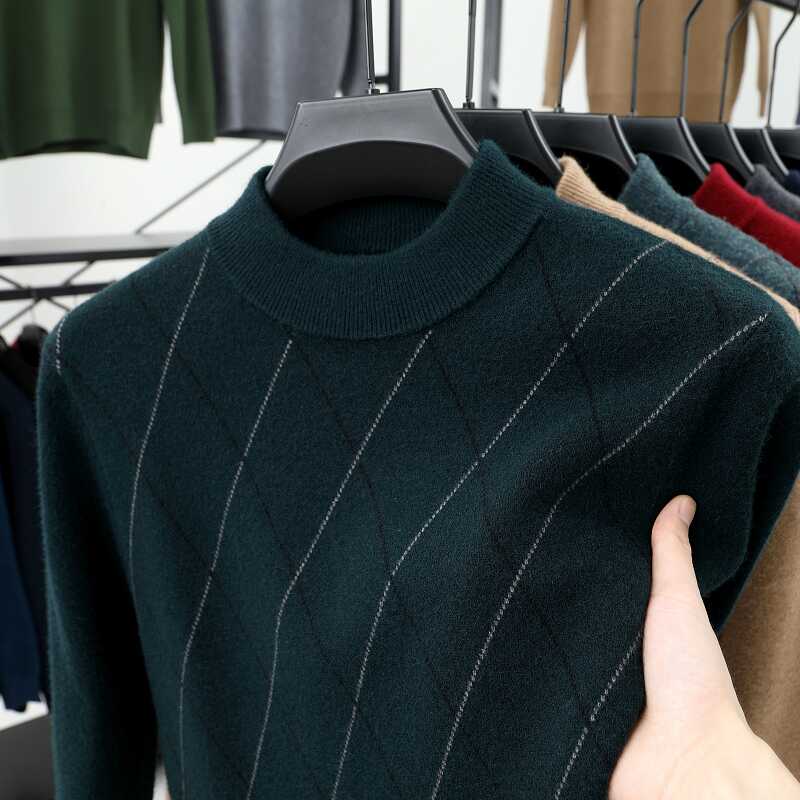 纯羊毛中年加厚冬季毛衣半高领