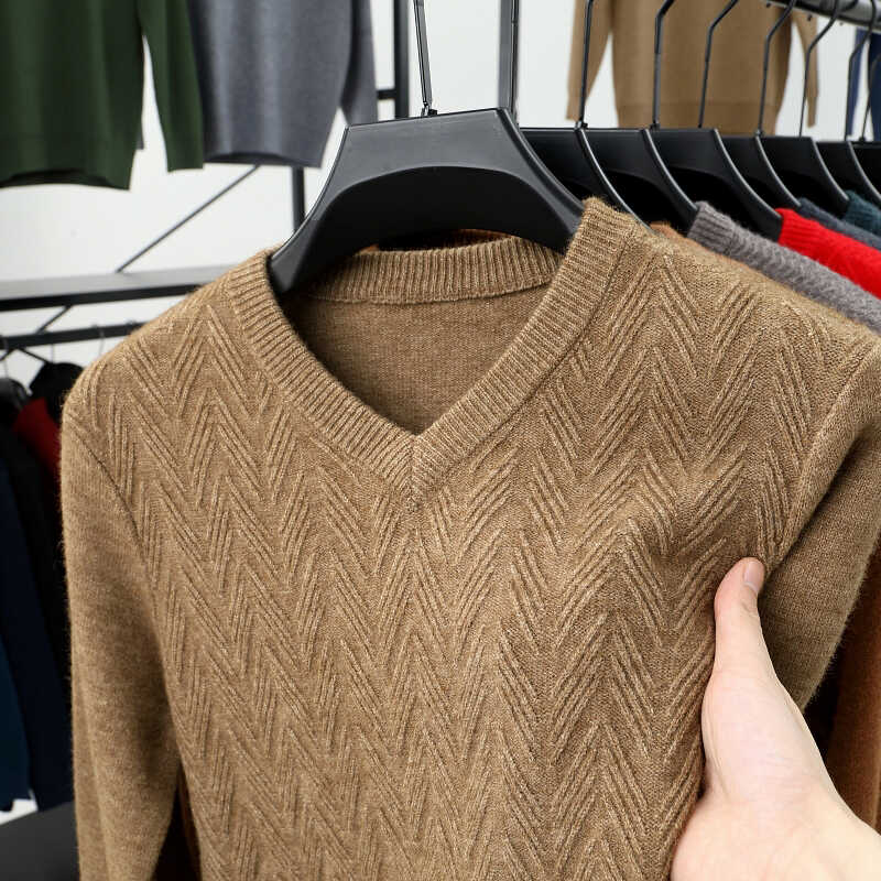 100羊毛衫鸡心领毛衣男加厚