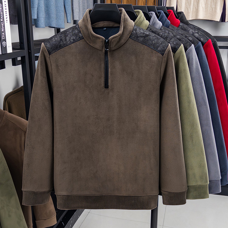 大货加厚半高拉链德绒面料套头男保暖内穿外套卫衣1818P49，男装棉衣，星座1106