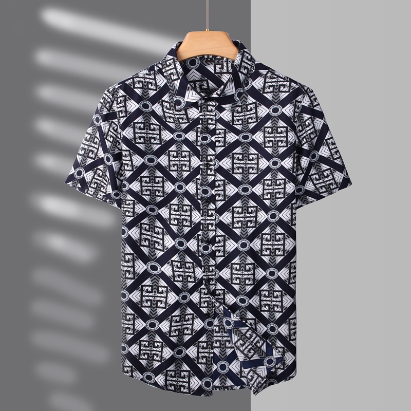 2025花衬衫大码衬衣沙滩衬衫M-7XL码短袖9816P30挂拍图，男装T恤，星座1106