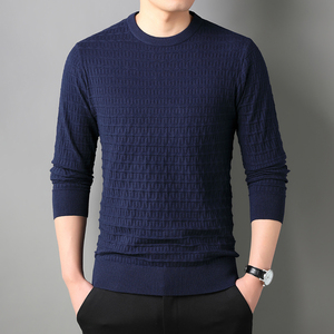 春秋毛衣长袖加大加肥针织抽条圆领纯色套头休闲中青年9883P65，男装针织衫/毛衣，星座1106