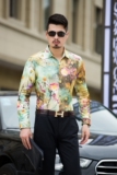 2026春秋款一直有货花衬衫多码加大版男士衬衫9715F55模特，男装衬衫，星座1106