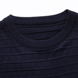 春秋毛衣长袖加大加肥针织抽条圆领纯色套头休闲中青年9883P65，男装针织衫/毛衣，星座1106