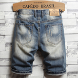 2024牛仔短裤男夏季潮牌个性破洞乞丐宽松直筒五分裤子7089P45，男装牛仔裤，星座1106