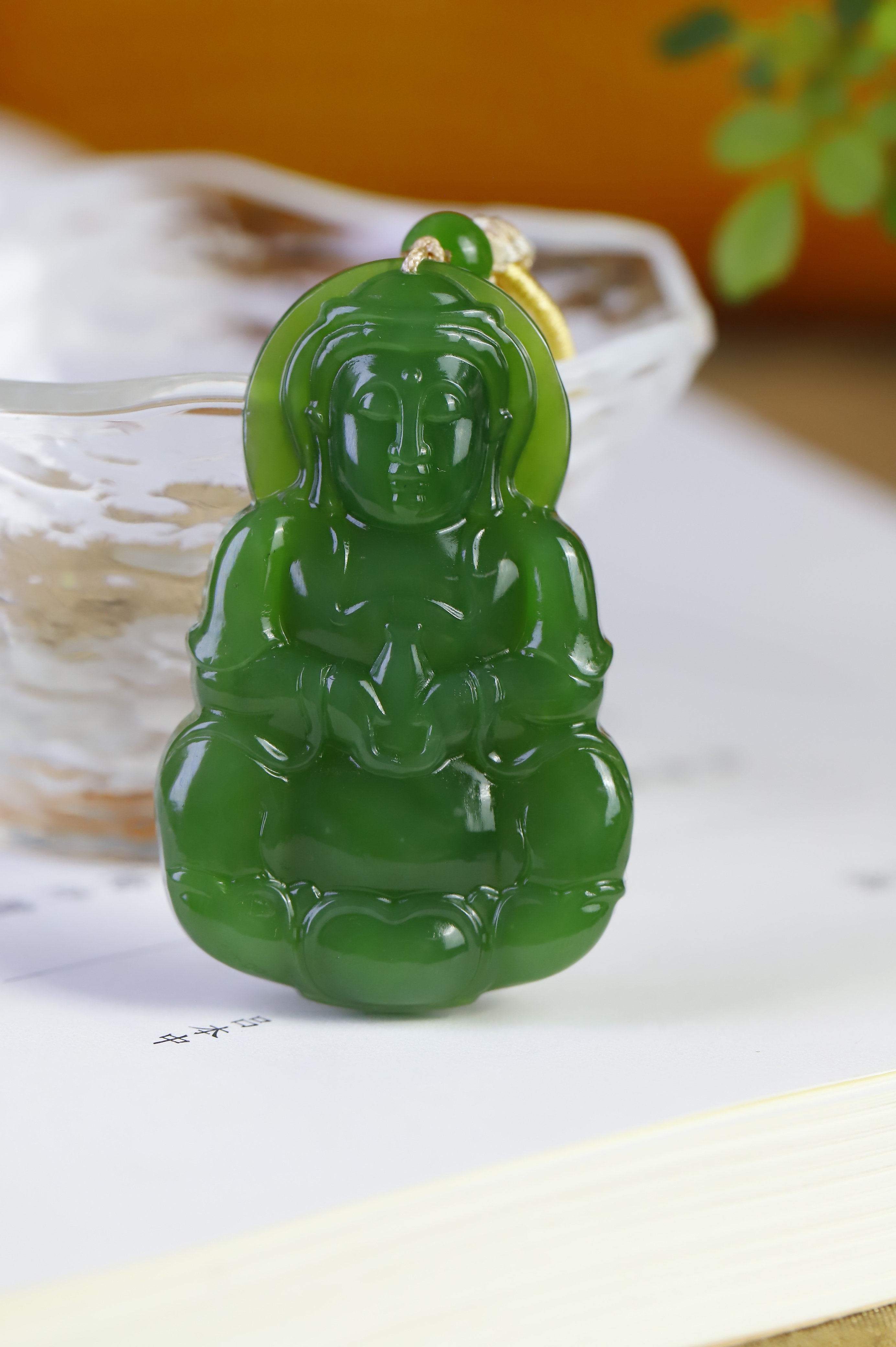 和田玉全绿观音玉坠挂件天然玉石玉佩男士菠菜绿满绿碧玉观音吊坠