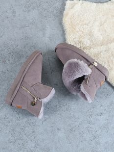 雪地靴女羊皮毛一体2025新款 东北加厚保暖靴子 真皮纯羊毛拉链棉鞋