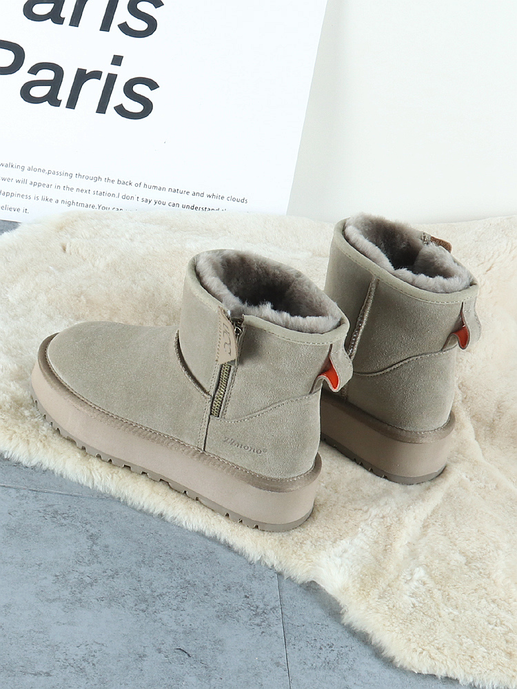 雪地靴女冬季短靴皮毛一体棉鞋