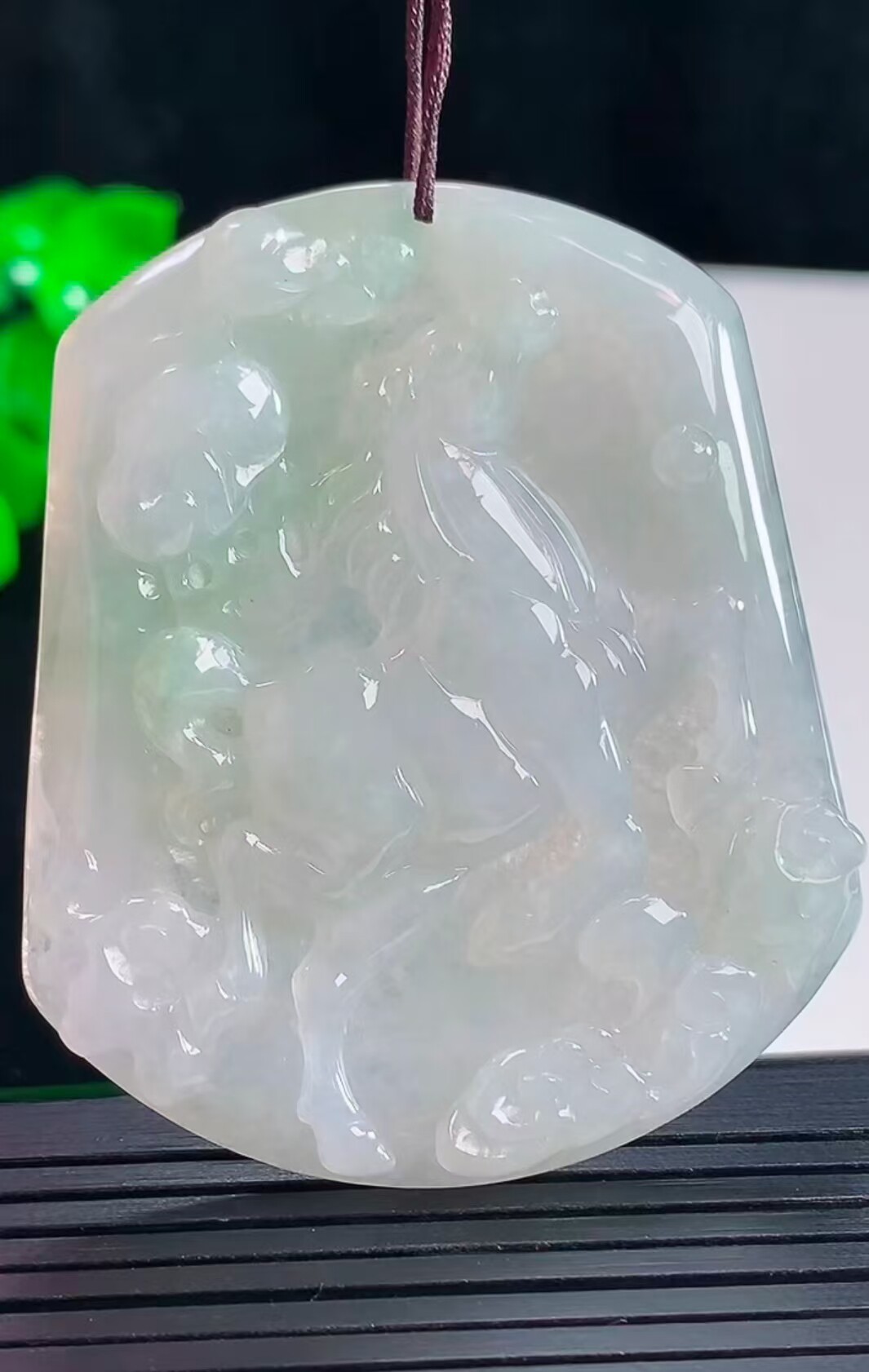 缅甸天然翡翠A货冰飘花生肖马玉佩男女款玉石挂件玉牌玉坠玉佩马