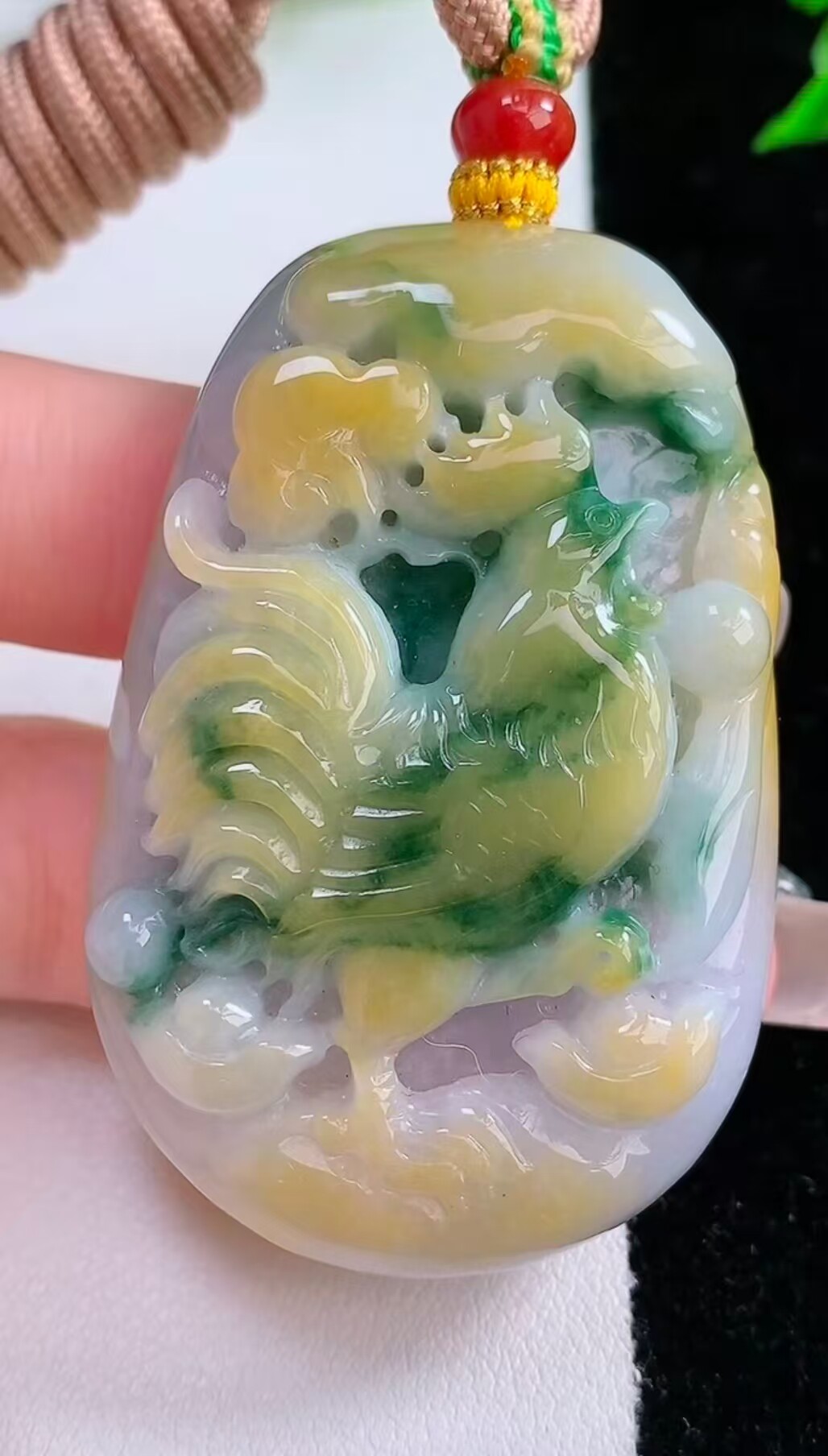 天然翡翠A货生肖玉鸡吊坠男女生肖玉佩翡翠冰黄翡玉牌挂件翡翠鸡