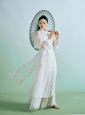 SOSO佳圆领祥云男女同款气质飘逸仙气长外纱新中式国风爵士舞蹈服