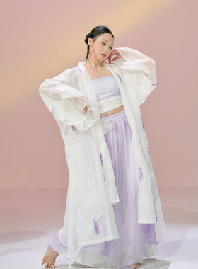 SOSO佳飘逸宽松紫藤花长干寺外纱古风新中式国风现代古典舞蹈服女