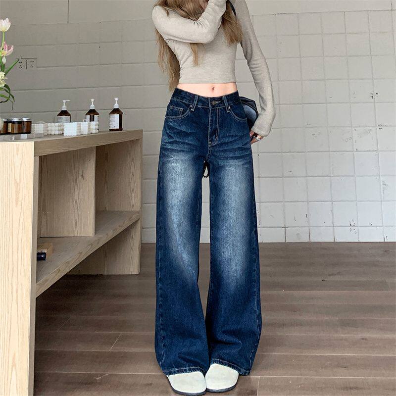 阔腿直筒牛仔裤子女2026新款春小个子夏薄款春装设计感小众春款