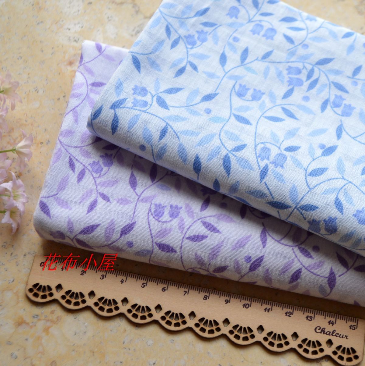 纯棉布料田园系曼妙花枝两色服装衬衫裙子手工diy面料9元半米