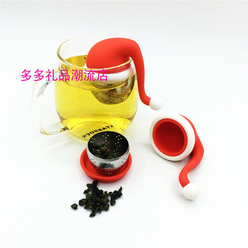创意硅胶圣诞帽泡茶器创意茶隔可爱滤茶包滤茶球茶叶袋茶叶过滤器