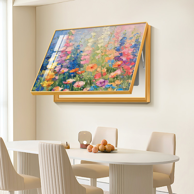 奶油风电表箱装饰画彩色花卉餐厅电闸配电箱网线盒免打孔遮挡挂画图片