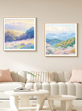 奶油风花海客厅餐厅卧室组合挂画