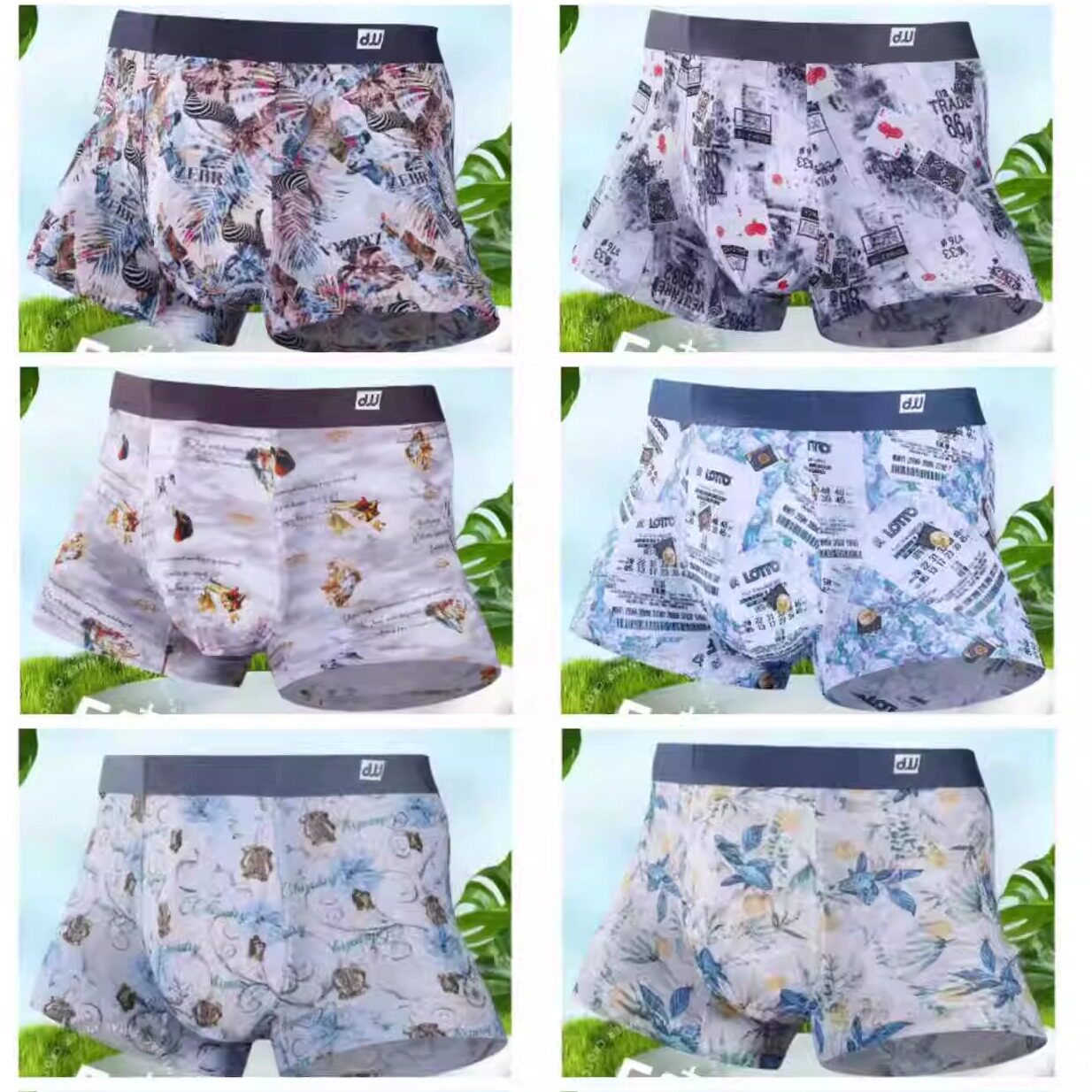 3条99元新款狄王夏季男士冰丝印花无痕中腰平角内裤舒适透气裤头