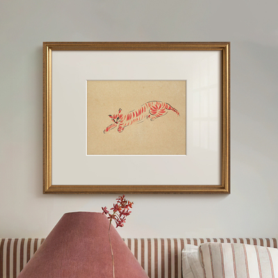 《猫》大师常玉艺术挂画法式小众复古客厅装饰画餐厅玄关矮柜壁画