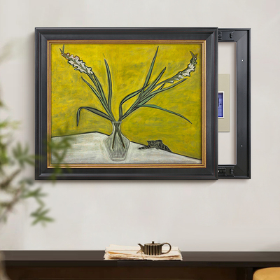 常玉挂画法式复古电表箱装饰画中古风客厅电源盒配电箱壁画可推拉