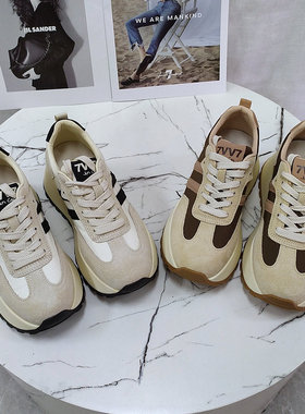 巴迪雅女鞋2024春款厚底阿甘鞋运动休闲百搭单鞋真皮老爹鞋80337