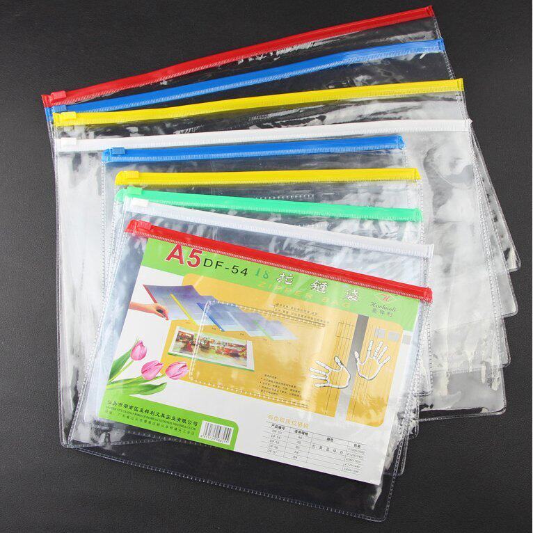 促销a4透明拉边袋 a5塑料收纳袋 防水a6票据袋 拉链文件袋