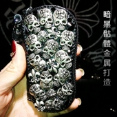 个性 骷髅十字架男多功能汽车牛皮钥匙包父亲节情人节礼物