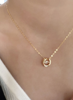 U型马蹄锆石吊坠项链包金女