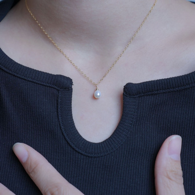 14k包金天然珍珠简约百搭锁骨链
