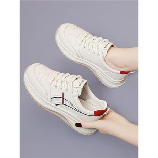 女士休闲鞋女秋季2025新款白鞋时尚一脚蹬女鞋厚底轻便旅游运动鞋