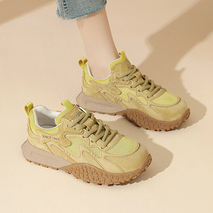 厚底德训鞋女2025新款春夏复古阿甘鞋女士休闲鞋透气女鞋