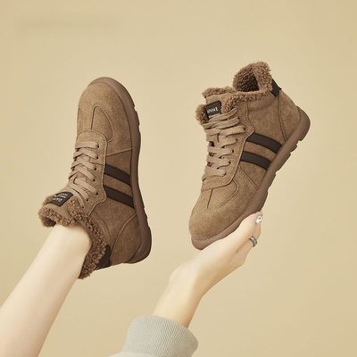 厚底雪地靴女款2024新款冬季加绒加厚大棉鞋保暖休闲德训鞋