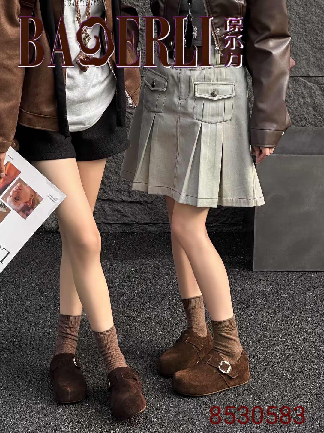 专柜正品葆尔力2025新款商场同款牛反皮加绒保暖厚底勃肯鞋短靴